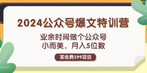 某收费399元-2024公众号爆文特训营：业余时间做个公众号 小而美 月入5位数-花猫轻创业