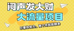 闷声发大财，大流量项目，月收益过3万，只要你努力，两个月就能翻身-花猫轻创业