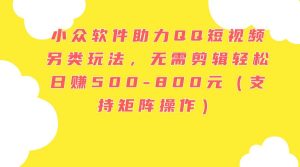 小众软件助力QQ短视频另类玩法，无需剪辑轻松日赚500-800元（支持矩阵...-花猫轻创业