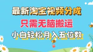 最新淘宝视频分成，只需无脑搬运，小白也能轻松月入五位数，可矩阵批量...-花猫轻创业