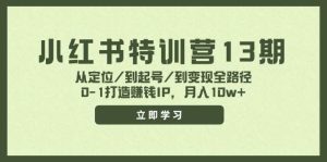 小红书特训营13期，从定位/到起号/到变现全路径，0-1打造赚钱IP，月入10w+-花猫轻创业