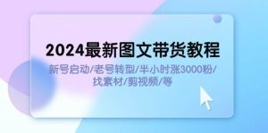 2024最新图文带货教程：新号启动/老号转型/半小时涨3000粉/找素材/剪辑-花猫轻创业