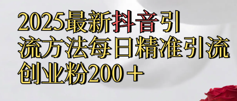 2025最新抖音引流,方法每日精准引流创业粉300+-花猫轻创业