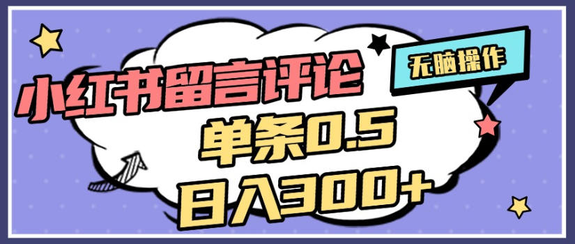 2025年最新小红书评论单条0.5元,日入300+,无上限,详细操作流程-花猫轻创业