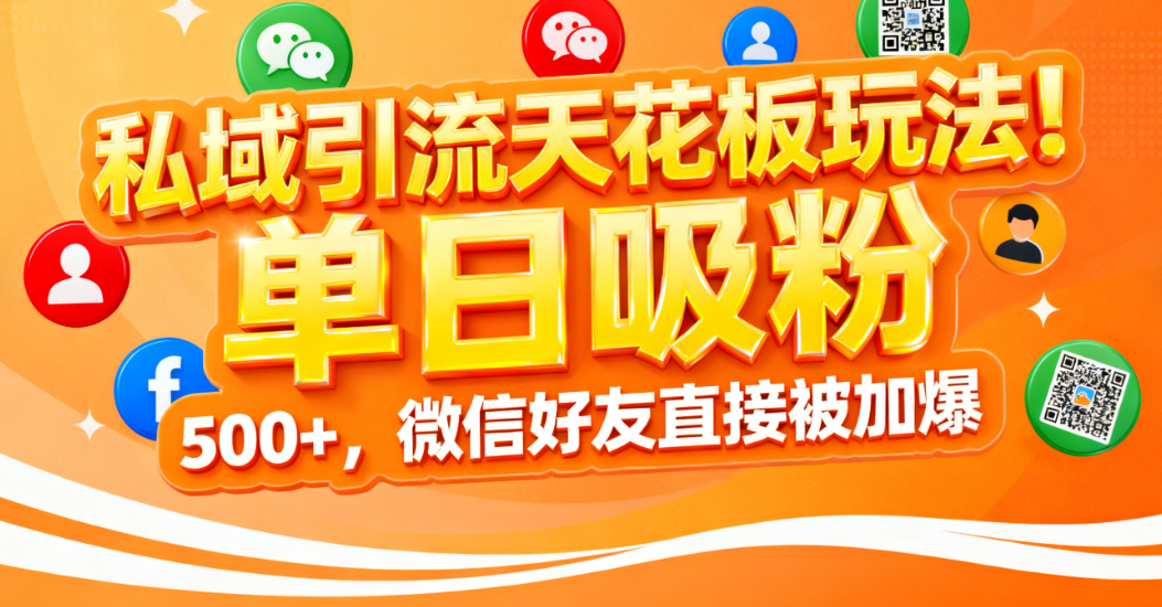 私域引流天花板玩法!单日吸粉 500+,微信好友直接被加爆-花猫轻创业