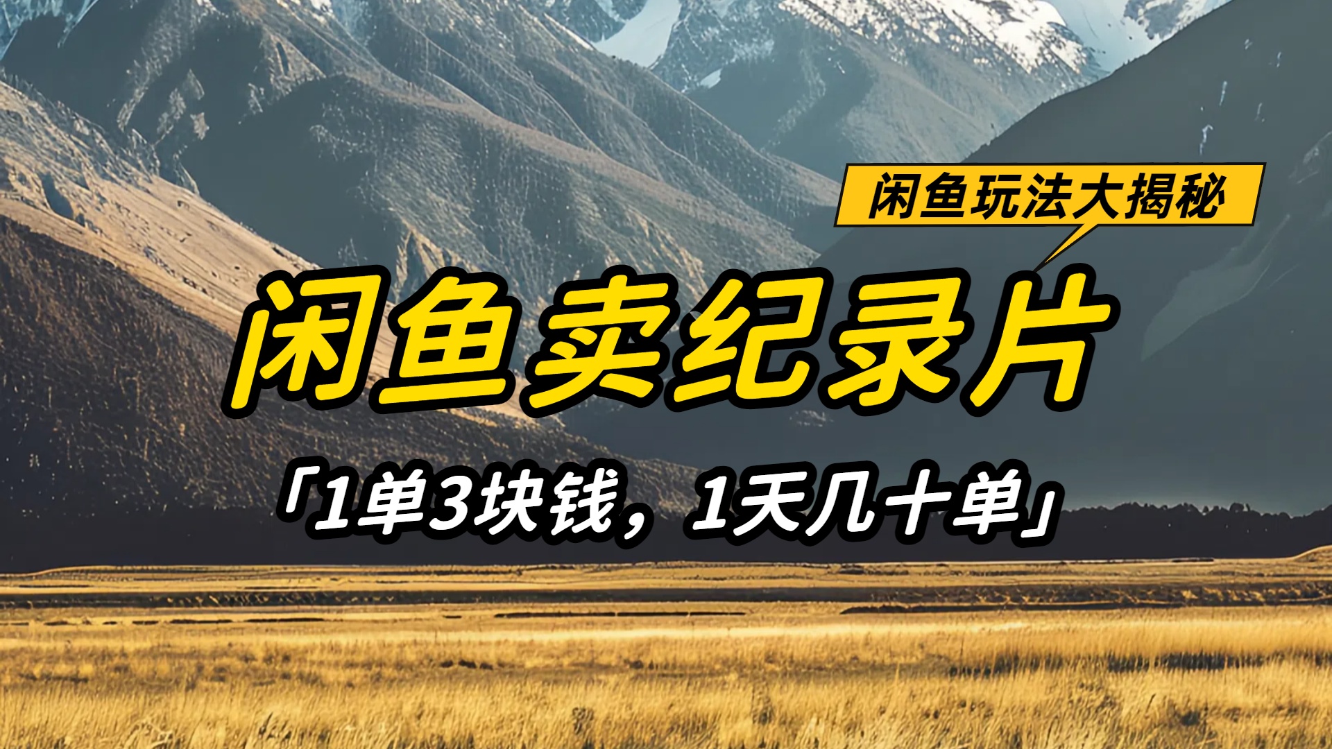 闲鱼卖纪录片1单3块钱,1天几十单,项目稳定有潜力-花猫轻创业